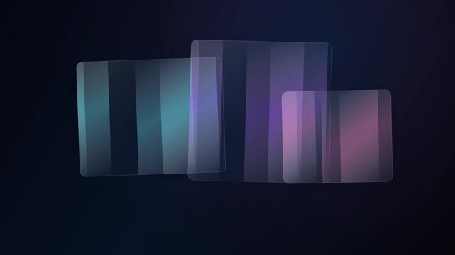 Glowing rectangles overlap in a dark room with neon colors.