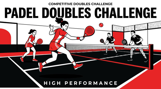 Competitive Padle Doubles Challenge High Performance Sports Event Graphics