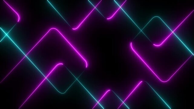 A vibrant abstract background featuring dynamic neon line patterns in shades ,motion background. Seamless looping animation 4K footage.