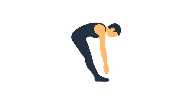 Person bending forward in a yoga pose on a mat indoors