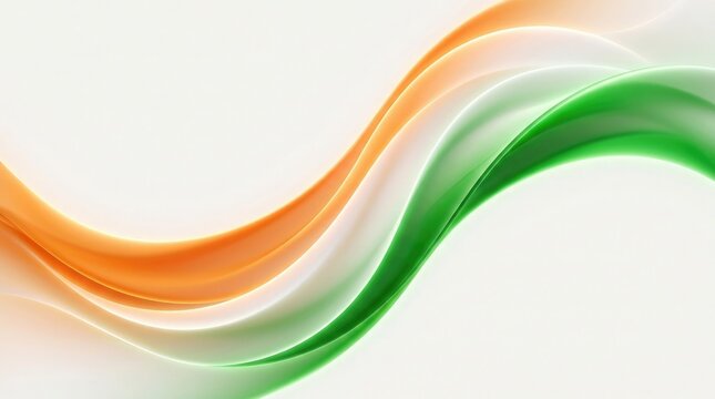 Independence day background with orange white and green waves