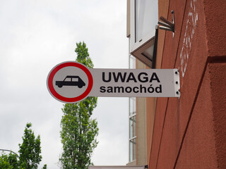Uwaga samochod translation Attention car warning sign