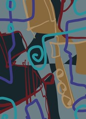 Abstract image for printing. Picture for modern interiors. The picture is painted by hand on a tablet. © neurostructure