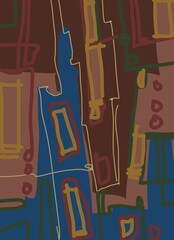Abstract image for printing. Picture for modern interiors. The picture is painted by hand on a tablet. © neurostructure