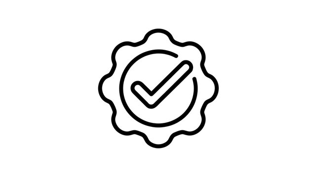 Check mark icon, verification symbol, approval sign, black line art