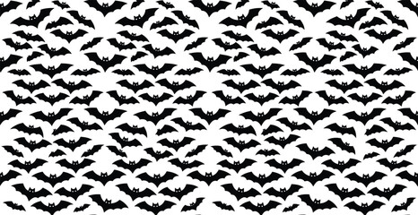 Fototapeta premium Seamless pattern of cute flying bats with glowing eyes seamless halloween creature wallpaper background decoration seasonal illustration minimalist backdrop wrapping
