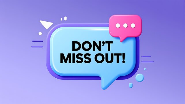 Don't Miss Out, Speech Bubbles, Social Media, Notification Icons, Purple Background