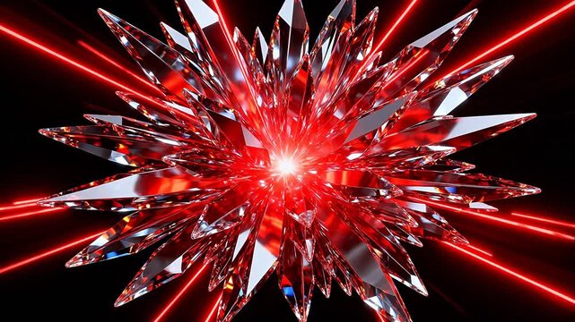 Red crystal starburst with light rays