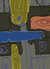 Abstract image for printing. Picture for modern interiors. The picture is painted by hand on a tablet. © neurostructure