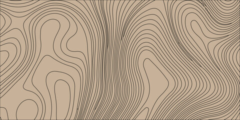Topographic map background with abstract contour lines vector illustration of geographic terrain elevation pattern. Flowing contour lines on a neutral beige or craft paper colored background © Creative Arts