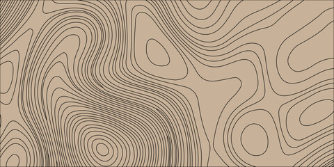 Topographic map background with abstract contour lines vector illustration of geographic terrain elevation pattern. Flowing contour lines on a neutral beige or craft paper colored background © Creative Arts