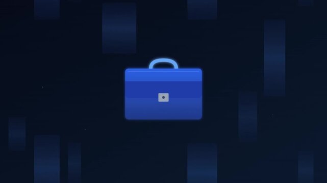 geometric briefcase work icon with navy blue rectangles