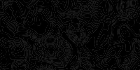 Black topographic map contour lines abstract background vector illustration with wavy dark geographic elevation pattern. Subtle dark gray topographic contour lines on a solid black backdrop. © Creative Arts
