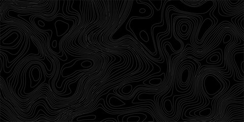 Black topographic map contour lines abstract background vector illustration with wavy dark geographic elevation pattern. Subtle dark gray topographic contour lines on a solid black backdrop. © Creative Arts