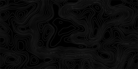 Black topographic map contour lines abstract background vector illustration with wavy dark geographic elevation pattern. Subtle dark gray topographic contour lines on a solid black backdrop. © Creative Arts