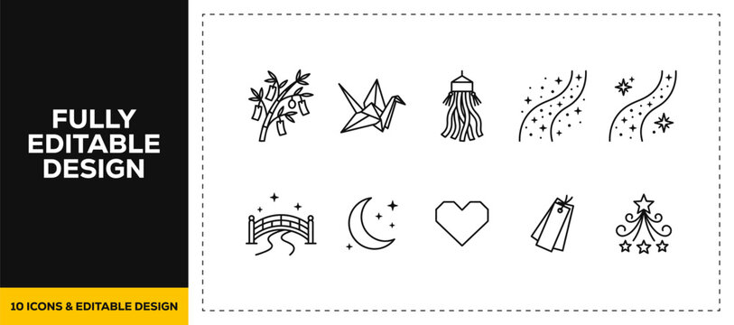 flat vector illustration line art icon bundle set design highlighting fantasy storytelling mythical magic magical wands swords and ancient fairy tales graphics for web UI