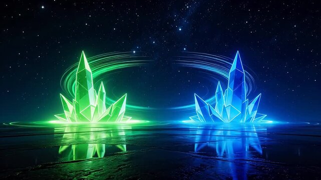 Glowing crystal structures in cosmic setting