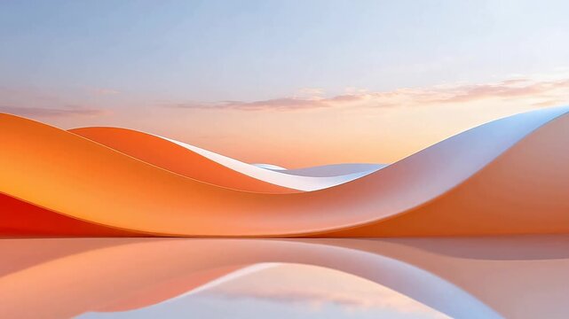 Abstract orange and white wavy forms