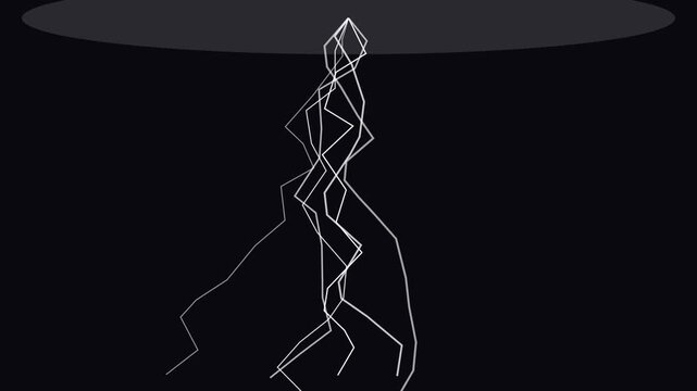 Abstract lightning bolt strike animation on dark 4k background, for digital motion