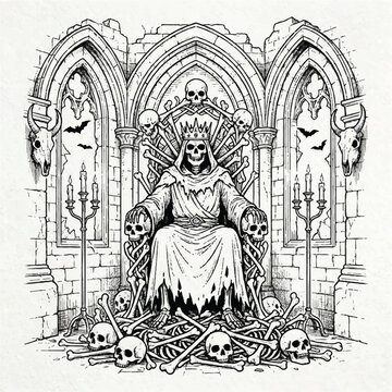 skeleton king on bone throne