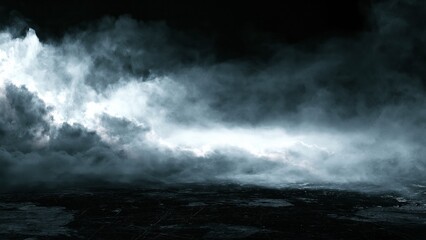 Obraz premium Stormy ocean waves under dark clouds at dusk, dramatic weather scene