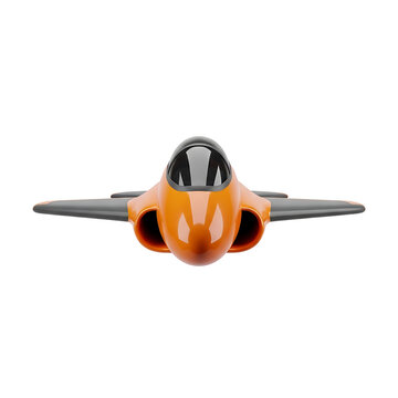 Modern orange jet fighter front view isolated on transparent background