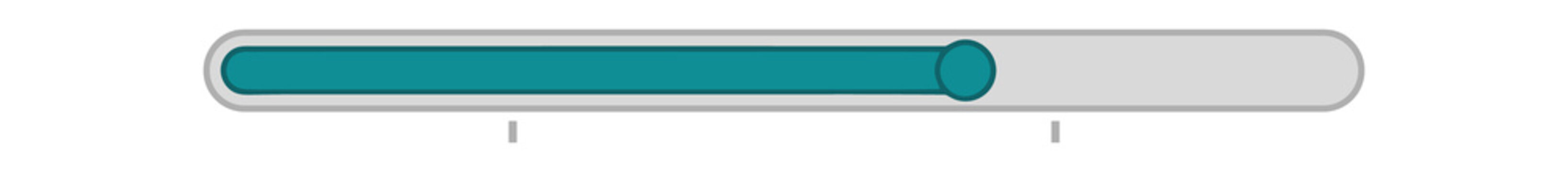 Minimal UI slider progress bar element with teal handle isolated on transparent background