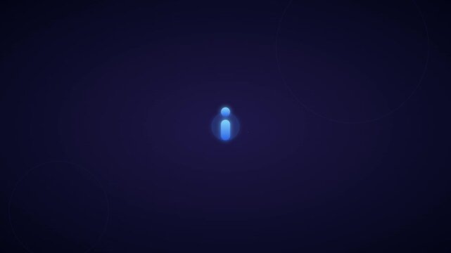 glowing info help icon with soft blue circular halos