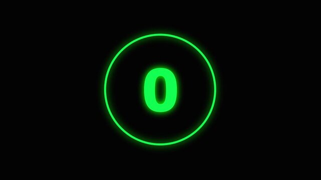 Neon bright glowing countdown timer from 5 to 0 seconds. Neon glowing countdown timer 5 second animation ,neon line and five second to zero second countdown ,Countdown icon animation.