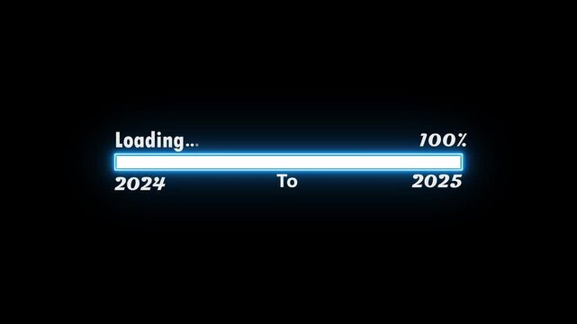 Futuristic progress loading bar 2024-2025 percent. abstract beautiful loading icon , processing ,downloading , ,colorful animation.