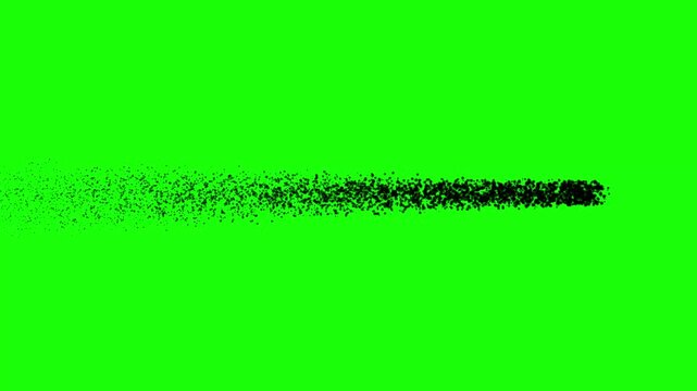 Particle dispersion effect transition on green screen, abstract black dust motion green screen