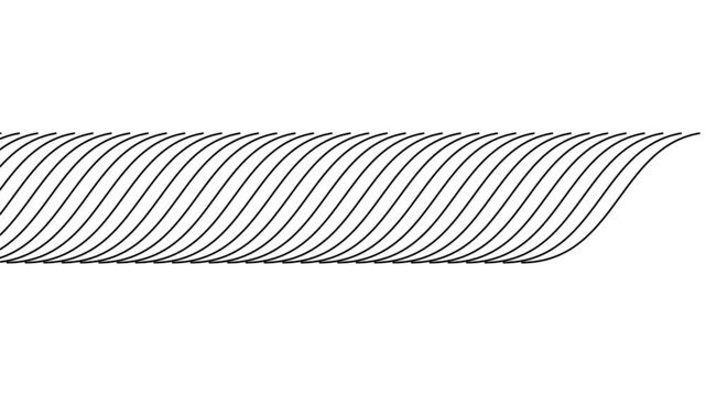 Abstract geometric wave motion animation, minimalist black and white sine wave pattern background