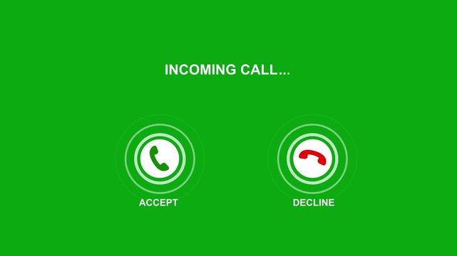 Incoming call ring icon with radio waves icon background. Call accept or decline concept. Incoming call ring icon with Accept and Decline Option.