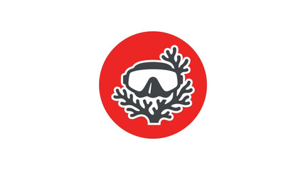 Obraz premium Scuba Diving Mask and Coral Reef Icon