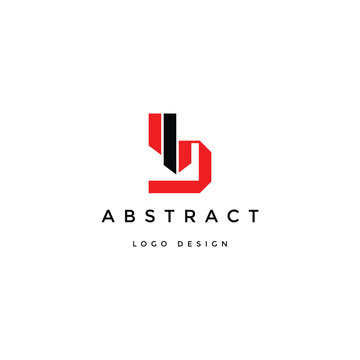 Letter B logo design abstract vector illustration featuring a modern minimalist monogram shape in bold red and black colors isolated on a plain white background