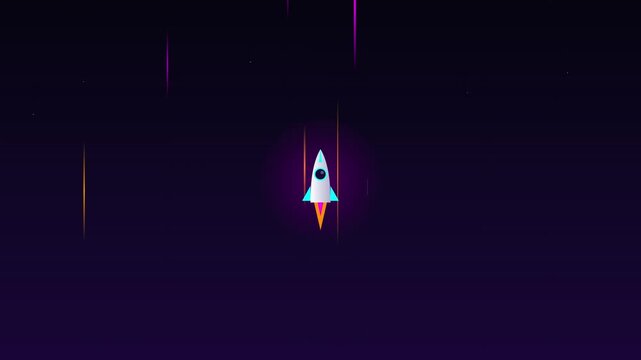 Glowing Rocket Ship Launch With Retro Futuristic Trails