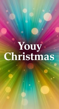 You Christmas festive greeting card design with colorful sunburst background, Christmas