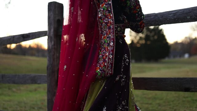 Bride in her dress on a south asian Indian wedding