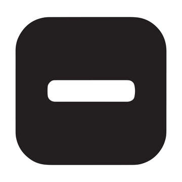 Minus mark icon symbol in a rounded square button shape with subtract negative decrease interface abstract