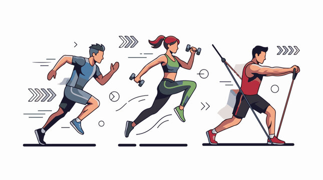 A colorful illustration of three people engaging in different exercises (3)