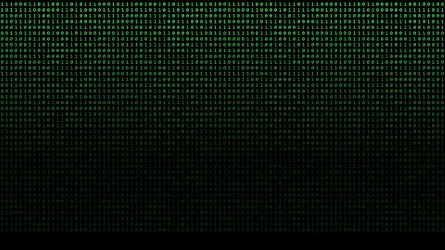 Digital binary code animation 4k background, with green scrolling, data stream for, technology and cyber, security concepts