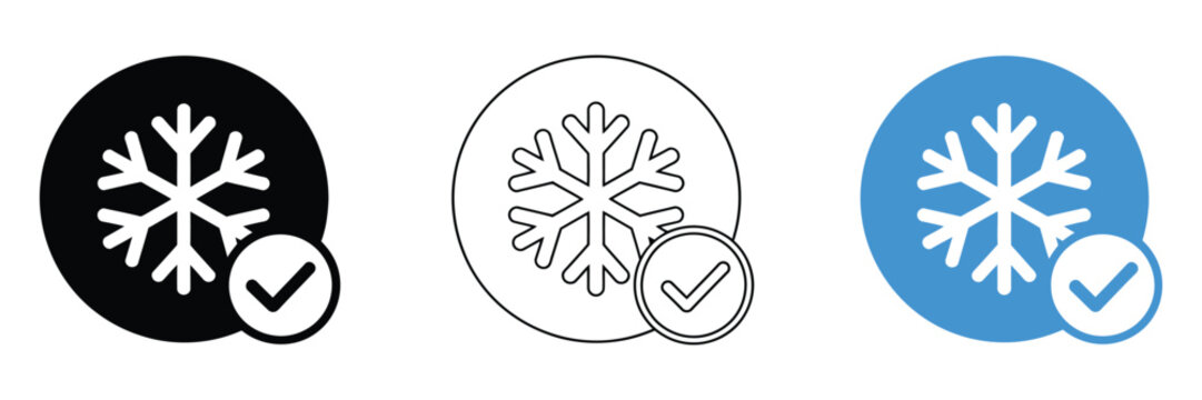 Snow icon set for refrigeration, effective cooling verification, frozen packaging, Christmas design and cold chain vector illustration