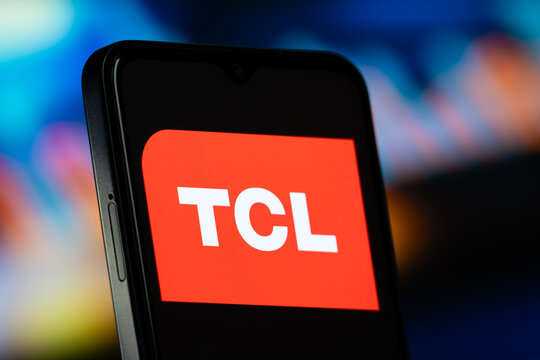 Huizhou, China- 8 July 2026: TCL logo is seen on a smartphone.