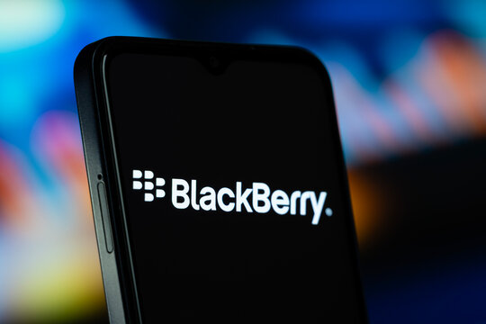 Waterloo, Canada- 8 July 2026: BlackBerry logo is seen on a smartphone.