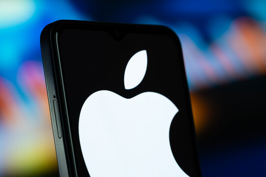 Cupertino, United States- 8 July 2026: Apple logo is seen on a smartphone.