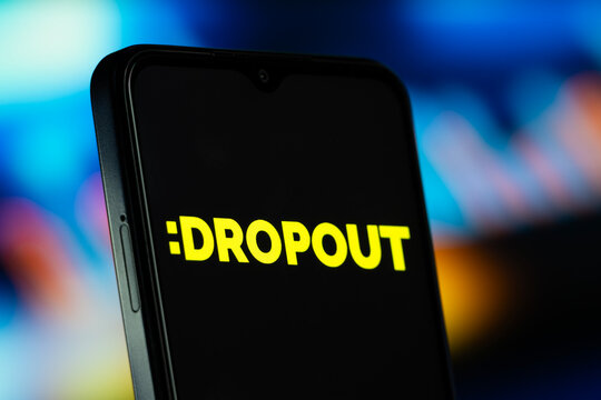 Los Angeles, United States- 8 July 2026: DROPOUT logo is seen on a smartphone.