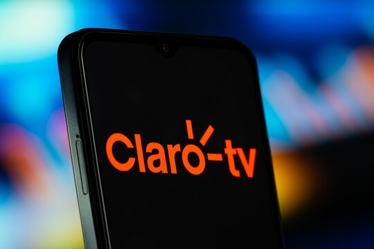 Mexico City, Mexico- 8 July 2026: Claro-tv logo is seen on a smartphone.