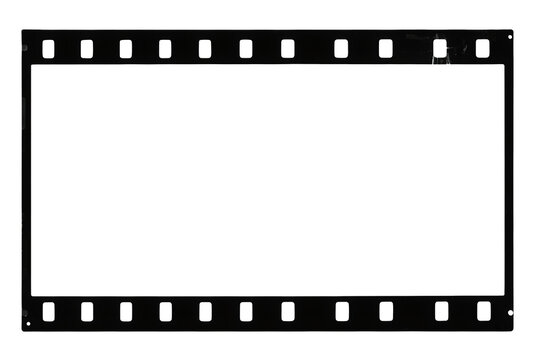 Film strip frame with realistic dust and scratches, creating a retro cinematic look. Transparent background for easy integration