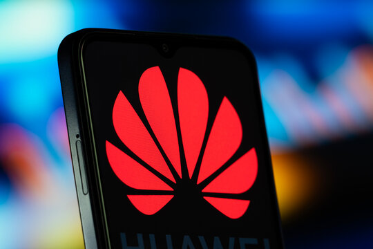 Shenzhen, China- 8 July 2026: HUAWEI logo is seen on a smartphone.
