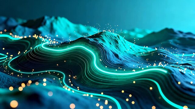 Abstract glowing mountain landscape